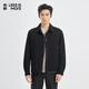 利郎輕時(shí)尚男裝【棉莫混紡】夾克男四合扣翻領(lǐng)彈力易打理通勤工裝外套 黑色（1Y） XL (175)