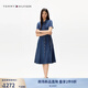 TOMMY HILFIGER25新款夏季女裝純棉氣質(zhì)休閑收腰顯瘦中長款牛仔連衣裙45495 牛仔藍(lán)1BJ 34 S