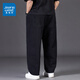真維斯（Jeanswest）牛仔褲男春秋季新款寬松直筒加肥加大碼運動(dòng)胖子肥佬彈力長(cháng)褲子男 純黑色 42