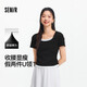 森馬（Semir）短袖t恤女短款緊身假兩件上衣2025夏裝新款收腰顯瘦U領(lǐng)撞色套頭衫 黑色90001 L