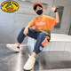 G.DUCKKIDS兒童裝男童夏裝套裝2025夏季新款短袖長褲套裝大童休閑運動童裝 桔色 160 建議身高1.5米左右