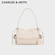 CHARLES&KEITH雙口袋多背法翻蓋云朵手提包生日禮物送女友CK2-20671785 Oat燕麥色 S