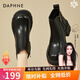達(dá)芙妮（DAPHNE）短靴女秋冬加絨加厚冬季新款英倫風(fēng)保暖皮靴冬款瘦瘦靴冬 黑色 單層 跟高6cm 38 (240mm)