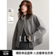 ELLE【100%綿羊毛】短款立領(lǐng)雙面呢大衣女2024冬季新款毛呢外套 淺灰 S