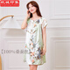 杭城印象新品100%桑蠶絲睡裙女士夏季真絲睡衣女短袖大碼薄款絲綢家居服女 清新郁金香 均碼 （90-168斤）