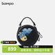 半坡飾族（bampo）生日禮物單肩斜挎包商場(chǎng)款手提小圓包女新款原創(chuàng  )質(zhì)感小眾頭層牛皮 黑色