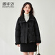 雪中飛2025冬季新款簡(jiǎn)約純色翻領(lǐng)羽絨服女時(shí)尚百搭保暖短款外套 黑色 M