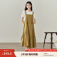 茵曼（INMAN）【商場(chǎng)同款】牛仔背帶裙2025夏季女裝新品萊賽爾棉綁帶連衣裙 深軍綠-W18326368H1 L