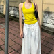 皓娥多巴胺黃色吊帶背心女夏季純欲內(nèi)搭外穿打底工字辣妹緊身無袖上衣 【黃色】M