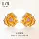 世紀(jì)緣黃金耳飾女玫瑰風(fēng)華古法足金耳釘鑲嵌莫桑石耳飾送女友生日禮物 4.15g