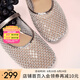 他她（TATA）法式氣質(zhì)透氣涼鞋女鞋平底網(wǎng)面單鞋2025夏季新款 槍色 37