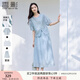 香影高級(jí)感套裝女夏季2025新款萊賽爾天絲半身裙藍(lán)色慵懶風(fēng)兩件套 藍(lán)色 M 160/84A/95-110斤
