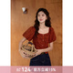 謎秀法式設計感鏤空襯衫女2025春夏新款韓版修身顯白紅色小衫 紅色 M