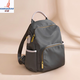 袋鼠【輕奢品牌】時(shí)尚撞色牛津布雙肩包女日韓輕便防水通勤尼龍背包旅游防盜帆布包 灰色小號