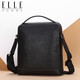 ELLE HOMME商務(wù)男士單肩包 時(shí)尚植鞣頭層牛皮斜挎包大容量可手提男包EA088205040黑色生日禮物送男友