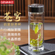 格亞（GEYA）抗菌鈦茶杯雙層玻璃杯男士鈦杯商務(wù)玻璃泡茶水杯杯子辦公禮品定制 蒼穹天幕款【皮質(zhì)禮盒】400ml