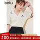 betu百圖女裝短袖V字翻駁領(lǐng)套頭上衣針織衫女2203T03 米白 XS