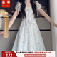 蕓蕁裙子女夏季2025新款夏日絕美泡泡袖連衣裙收腰字設(shè)計感新款掐腰藍(lán) 淺藍(lán)色碎花連衣裙 M