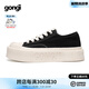 共跡gongji【范丞丞同款】2025夏季新款方頭厚底板鞋女潮鞋帆布鞋休閑鞋子男 森林黑 (張藝興同款)/偏大一碼 36 （233mm）