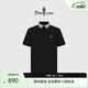 比音勒芬（Biemlfdlkk）【抗UV防曬面料】夏季男士上衣時(shí)尚撞色條紋翻領(lǐng)透氣短袖polo衫 07黑色 M （100）