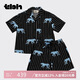 野獸派家居（tbh）Z系列天絲棉條紋家居服套裝男女同款家居服套裝 黑豹睡衣 短款 L