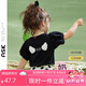 ASK JUNIOR女童短袖T恤夏裝新品小童背后小翅膀休閑純棉打底衫 黑色 120 