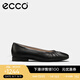 愛步（ECCO）單鞋女 倪妮同款羊皮一腳套方頭淺口平底低跟鞋 安妮208553 黑色20855301001 37