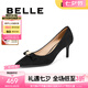 百麗（Belle）七夕禮物蝴蝶結(jié)細(xì)高跟單鞋女商場(chǎng)同尖頭單鞋3Y6G2CQ4 黑色 38 (240mm)