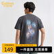 卡賓涼感面料T恤25春夏鎖鏈繡大波斯菊花卉 炭灰色76 2XL/54/185 