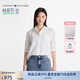 TOMMY HILFIGER【輕松感】25新款春夏女裝純棉府綢亞洲版寬松長袖襯衫45382 白色YCF S 34