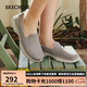 斯凱奇（SKECHERS）休閑健步鞋女懶人套腳透氣運(yùn)動鞋124508 淺灰色/粉紅色/LGPK 39.5