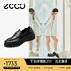 愛步（ECCO）厚底樂福鞋女倪妮同款英倫風(fēng)一腳蹬厚底增高牛皮女鞋 蹤跡220723 黑色22072301001 37 （尺碼偏小）