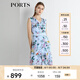 PORTS寶姿 新品 女裝V領(lǐng)不規(guī)則印花連衣裙LN8D268HPS065 天藍(lán)色印花 S (4)