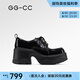GG-CC【林允同款】洛克復(fù)興秋季新款復(fù)古厚底樂(lè)福鞋女小皮鞋G25X5038 黑色【系帶珠飾款】 37