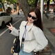 黛芮婷新款條紋翻領(lǐng)雙面穿夾克外套女2025春秋季復古設計寬松休閑百搭上 藏青色 M 95至110斤