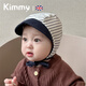 Kimmy英國嬰幼兒帽子春秋季0-1歲鴨舌帽男女寶寶護耳帽新生兒套頭胎帽 黑色條紋 S 35-45CM(建議3-15個(gè)月)