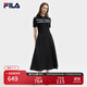 FILA 斐樂(lè )官方女裝連衣裙2025夏新款時(shí)尚休閑簡(jiǎn)約修身短袖連身裙子 正黑色-BK S 160/80A/S