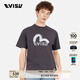 EVISU【王一博同款】福神25年夏季新品男士商標海鷗印花超寬松T恤 炭灰色 L 【超寬松可選小1-2個尺碼】