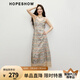 紅袖民族風(fēng)連衣裙2025夏季新款女裝【流浪詩人】串珠鏤空度假風(fēng)吊帶裙 淺棕花676 L