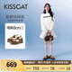 KISSCAT接吻貓女鞋趙昭儀/秦嵐同款8cm內(nèi)增高太妃糖厚底德訓(xùn)運(yùn)動小白鞋 慕斯棕 36 (230mm)