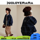 DUOLOVEMAMA撞色格紋兒童軟牛仔外套男女童挺括休閑寬松夾克秋 牛仔藍(lán)格【8月下】 120 cm
