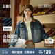森馬（Semir）森柔牛仔|牛仔外套女短款翻領(lǐng)做舊秋夾克小個(gè)子街頭103524108001
