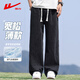 回力牛仔褲夏季男寬松褲子男直筒休閑褲透氣闊腿褲美式長(cháng)褲黑灰2XL