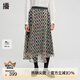播商場同款格子半身裙女2024不規(guī)則設(shè)計(jì)長裙BDR3BD3232 K41玄黑格 L