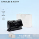 CHARLES&KEITH大容量純色鏈條郵差包單肩腋下包包女包婚包生日禮物CK2-20271514 Black黑色 大包