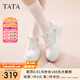 他她（TATA）小白鞋厚底女鞋2025夏季新款網(wǎng)面透氣休閑鞋板鞋松糕底WJN28BM5 白色 36