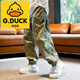 G.DUCKKIDS男童褲子工裝褲2025新款夏季薄款兒童迷彩蚊褲中大童長褲 男童速干褲BK55迷彩綠單件裝 110