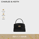 CHARLES&KEITH鱷魚(yú)紋凱莉包手提斜挎婚包包女包生日禮物CK2-50270880-1 Black黑色 S