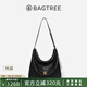BAGTREE包包樹圖南植鞣皮hobo女包2025年新單肩斜挎包通勤餃子包七夕禮物 檀黑色-中號(hào) 高級(jí)小眾