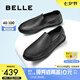 百麗皮鞋男夏季透氣羊皮一腳蹬豆豆樂福鞋344J4AM5 黑色-常規(guī) 42 (260mm)